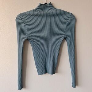 Zara Ribbed Turtleneck Sweater - Blue